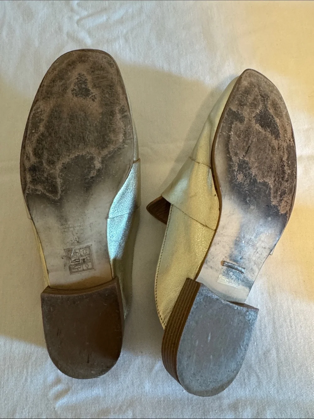 Free People gold metallic slip on loafers